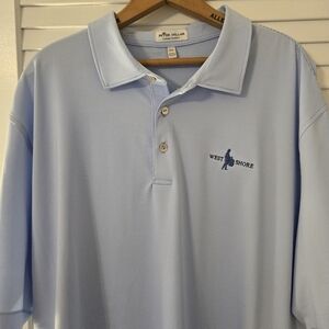 Peter Millar Mens Polo, Light Blue Striped, 2XL / XXL, Excellent Condition